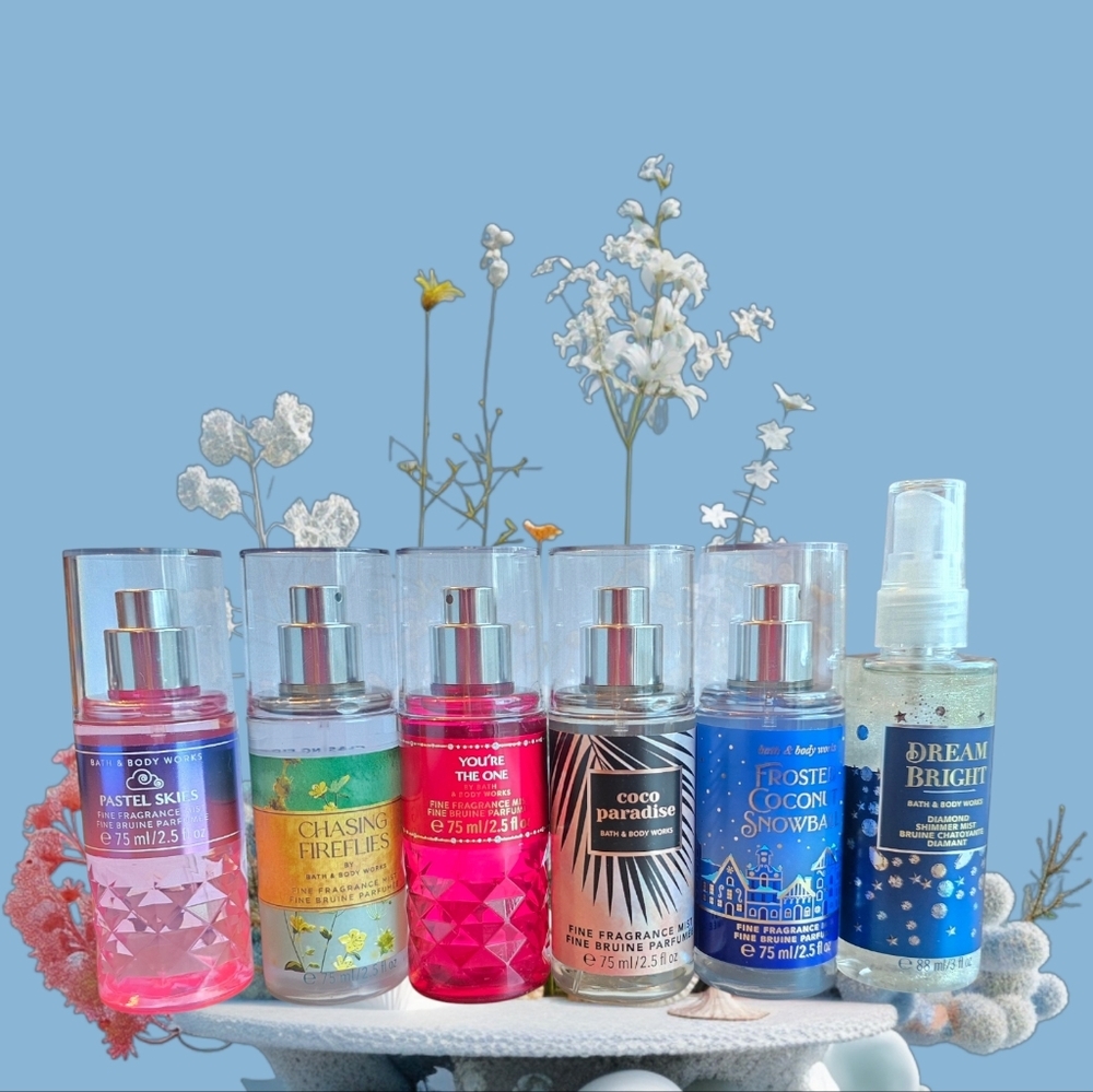 New 6 Pcs Bath and Body Works Travel Size Mist